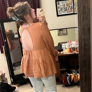 Burnt orange flowy blouse